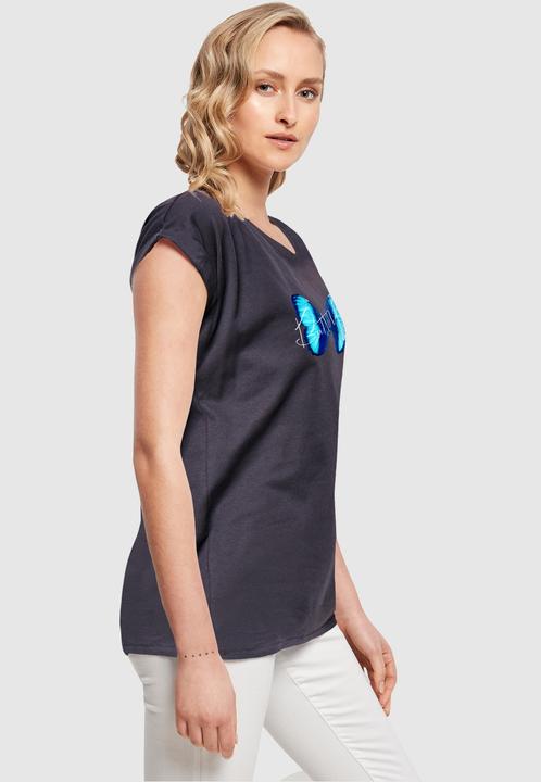 Actual product image Merchcode Ladies Butterfly Blue Extended Shoulder Tee - 111649 (S)