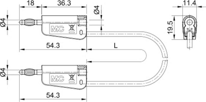 Produktbild Stäubli LK-4A-F25 Messleitung ( - ) 100 cm Grau 1 St.