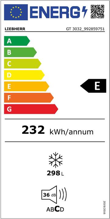 Energie-Label Liebherr Gt 3032 (Freistehend, 298 l)