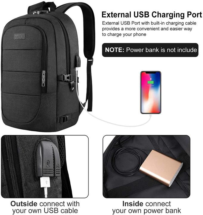 Immagine prodotto Ambor Zaino per laptop da uomo, 17,3 pollici con USB