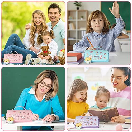 Produktbild Only-Bags.Store Federmäppchen mit 3 Fächern, blaues Schreibwarenetui, süsses Donut-Federmäppchen für die Schule