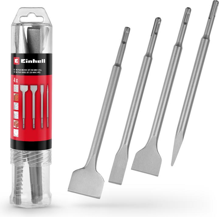 Image du produit Einhell Jeu de burins SDS-Plus 247205, 250 mm, 4 pièces