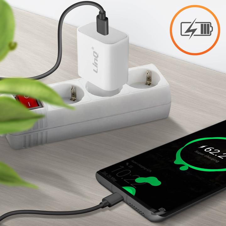 Actual product image LinQ USB-C Power Delivery 20W fast charger, wall charger, - White (20 W)