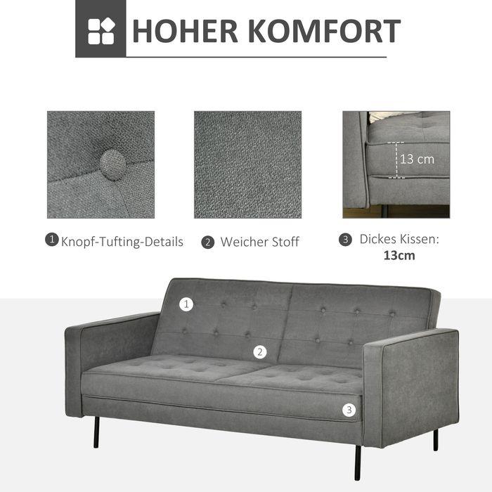 Produktbild Swisshandel24 Schlafsofa 3-Sitzer Schlafcouch Stoffsofa Sofa mit Schlaffunktion Bettsofa mit verstellbarem Winkel (Bettsofa)