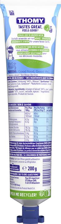 Nährwerte und Zutaten THOMY American Style Mustard (220 g)