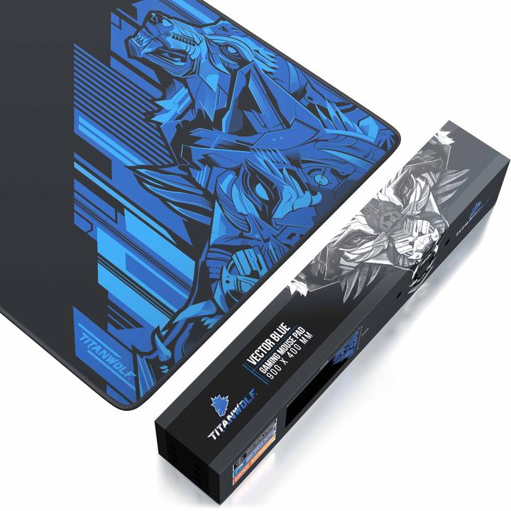 Actual product image Titanwolf Gaming Mouse Pad XXL, smooth fabric, speed mouse mat 900 x 400mm large surface, Vector Blue (XXL)