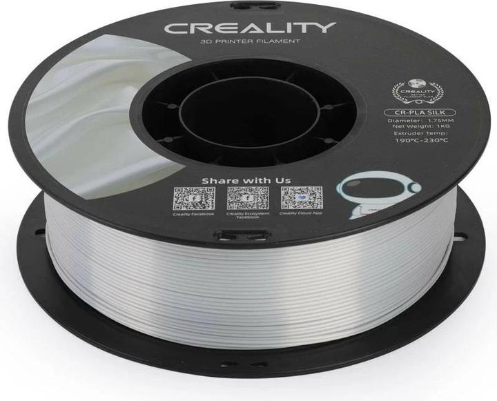 Produktbild Creality Filament PLA, Silk Silber, 1.75 mm, 1 kg (PLA, 1.75 mm, 1000 g, Silber)