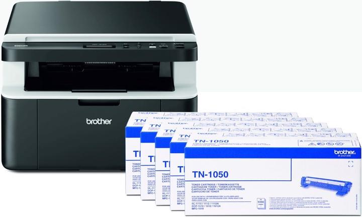 Brother DCP-1612WVB inkl. 5 x Toner TN-1050 (Laser, Schwarz-Weiss)