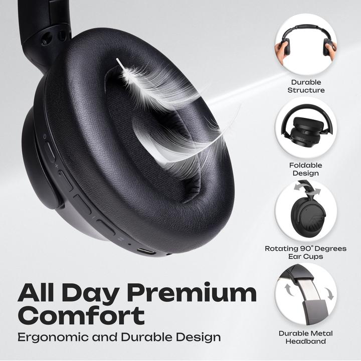 Produktbild PowerLocus MoonFly Over Ear Bluetooth-Kopfhörer mit ANC (ANC, 70 h)