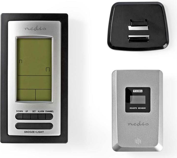 Actual product image Nedis Weather Station - Alarm - Hygrometer - Outdoor Sensor - Black/Silver