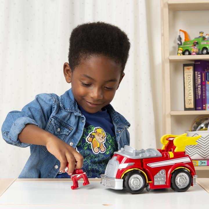 Actual product image Spin Master PAW Patrol Mighty Pups Super Paws - Marshall's Transformable Powered Up Vehicle with Figure