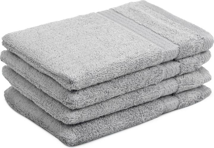 Casativo 4er-Set Waschhandschuhe aus 100% Baumwolle, silber (21 x 16 cm)