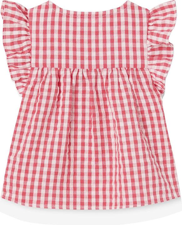 Vertbaudet Baby Bluse aus kariertem Seersucker mit Volantärmeln