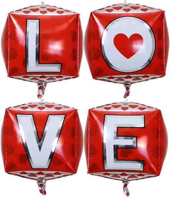 Produktbild Realmax Würfel 4D Ballon LOVE Valentinstag Set 4erPack (4 x)