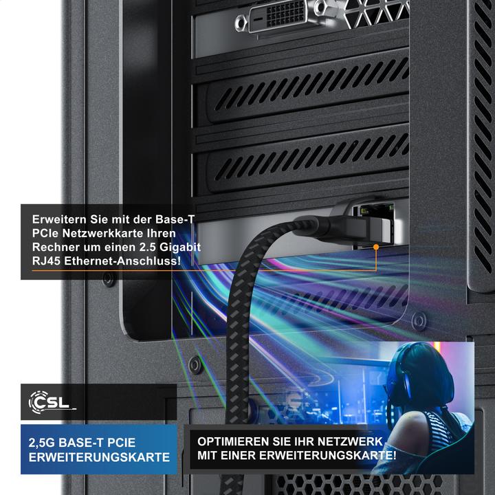 Produktbild CSL PCIe Netzwerkkarte 2,5G Base-T, 2500/1000/100 Mbit/s, PCI-Express Ethernet Adapter für Win & Linux (PCI)