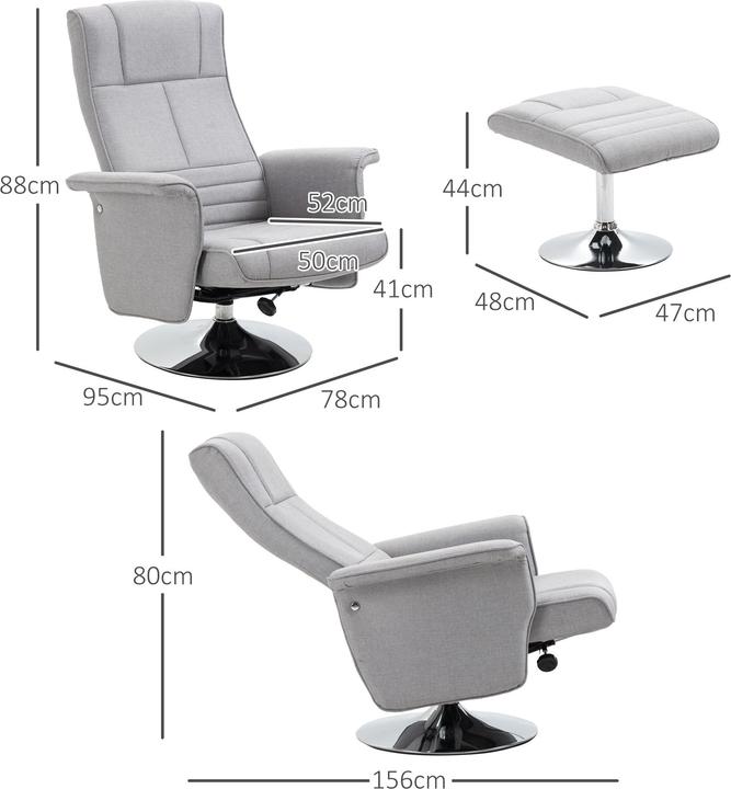 Produktbild Swisshandel24 Massagesessel mit Fusshocker und Liegefunktion, Elektrischer Fernsehsessel mit Fernbedienung, Lieges