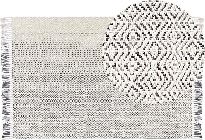 Actual product image Beliani Wool Carpet White/Grey 160 x 230 cm OMERLI (160 x 8 cm)