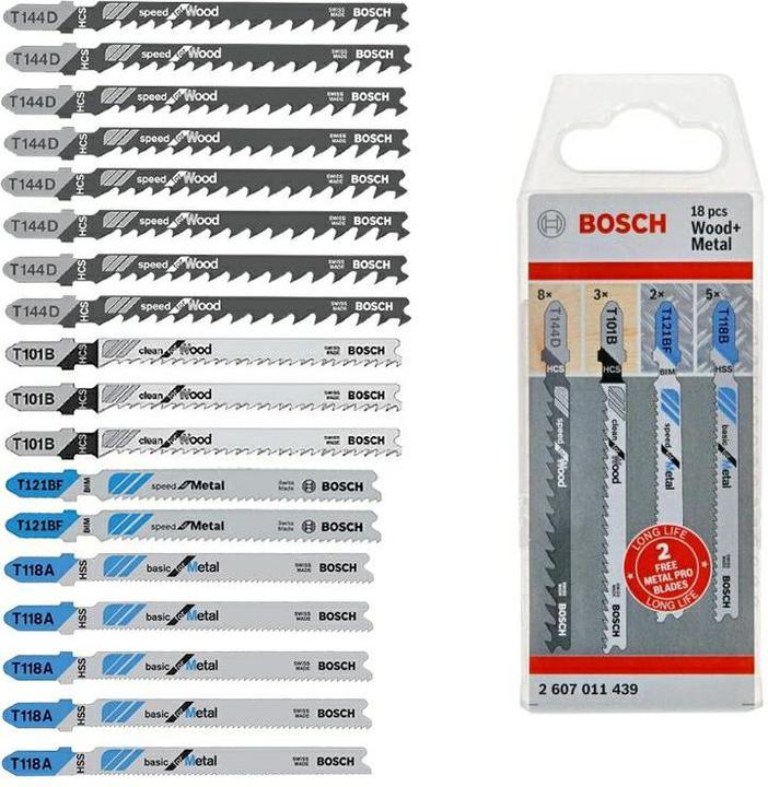 Bosch Zubehör Stichsägeblatt Metall&Holz 16+2 Set