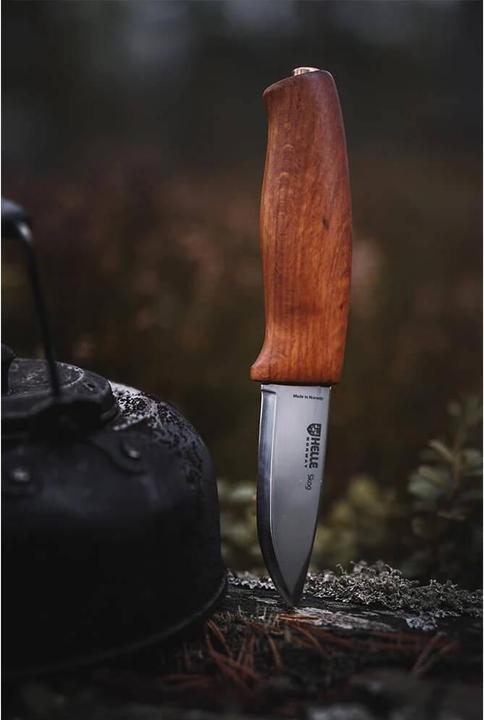 Produktbild Helle Gürtelmesser Skog, Dreilagenstahl, Buchenholzgriff, Lederscheide (7.60 cm)