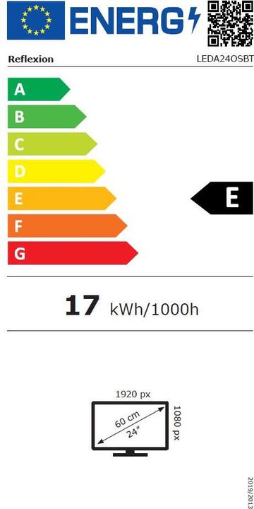 Etichetta energetica Reflexion LEDA24OSBT 24" Smart battery LED TV incl. supporto (24", LED, Pronto per l'HD)