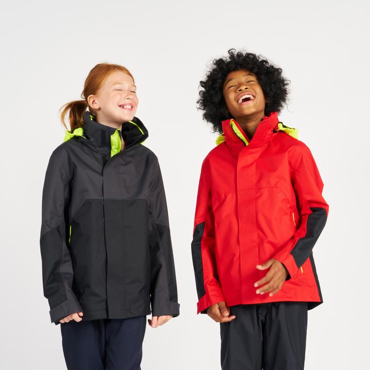 Produktbild Tribord Regenjacke Segeljacke Kinder wasserdicht winddicht - Sailing 300 rot/gelb
