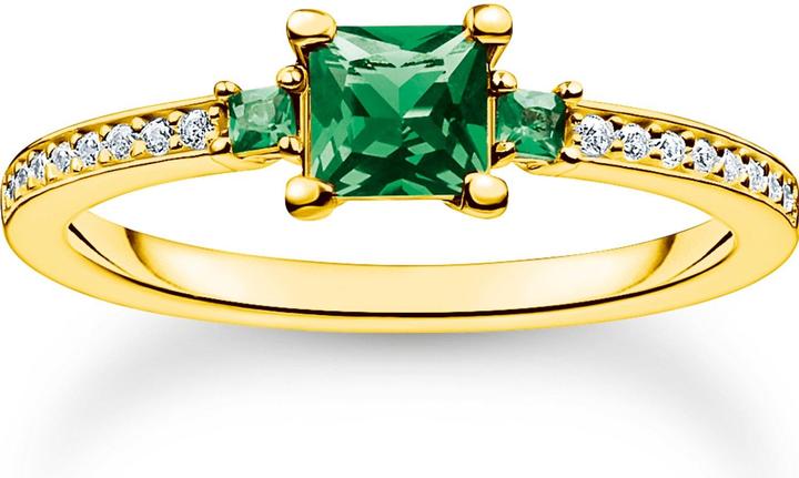 Thomas Sabo Ring mit grünen und weissen Steinen gold
