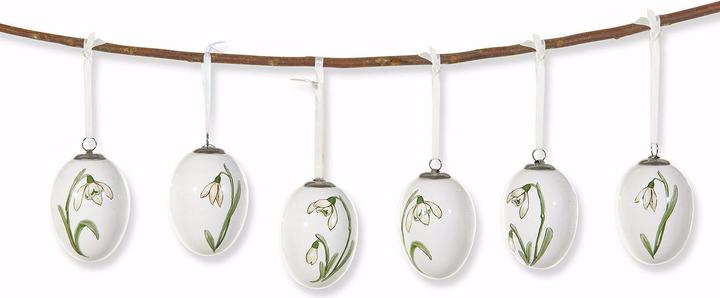 Produktbild Loberon Osterei 6er Set Willmare weiss/grün (6 x, H, 6 cm)