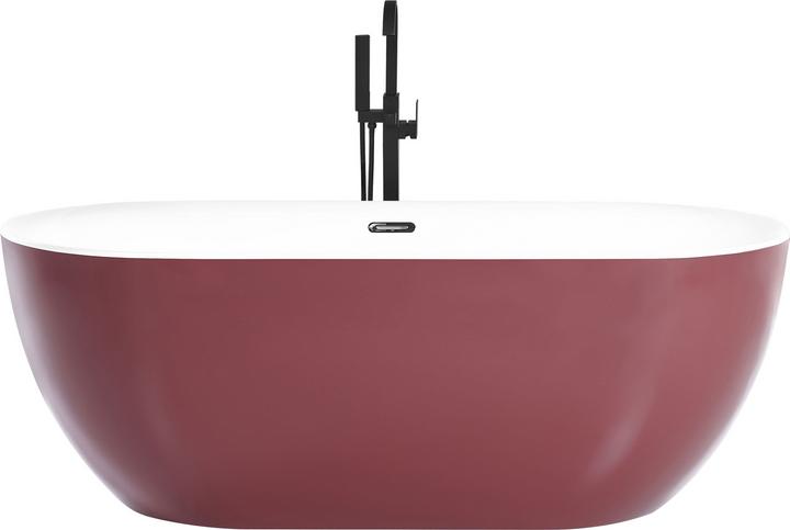 Actual product image Beliani Bathtub freestanding burgundy oval 170 x 80 cm CARRERA (240 l, 170 cm)