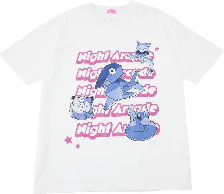 Actual product image Pokémon T-shirt Night Arcade White Free (M)