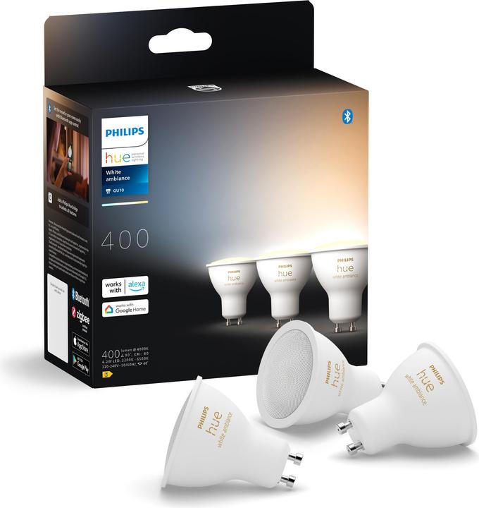 Productafbeelding Philips Hue White Ambiance (GU10, 4.20 W, 350 lm, 3 x, E)