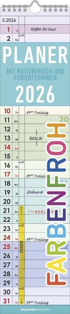 Produktbild PlanerFarbenfroh2026-Streifen-Kalender11,3x49x5cm-Küchenkalender-Wandp (Deutsch)