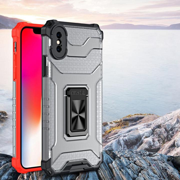 Immagine prodotto Hurtel Anello di cristallo Custodia Kickstand Tough Rugged Cover per iPhone XS Max rosso (Apple iPhone XS Max)