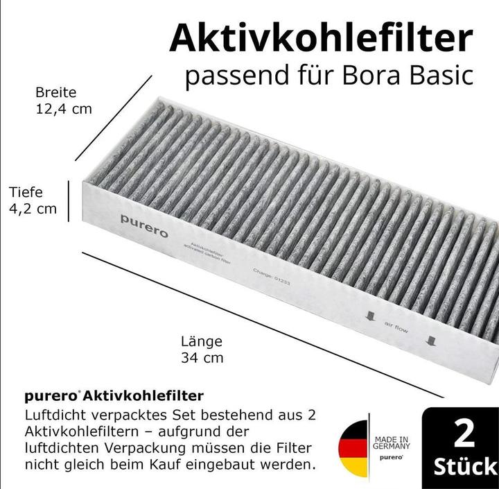 Actual product image Purero Aktivkohlefilterset für Bora Kochfelder Basic