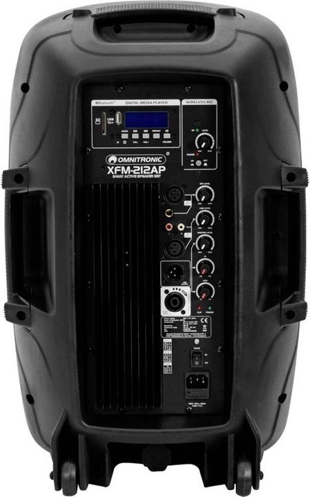 Actual product image Omnitronic Active PA speaker set XFM 212AP Bluetooth, incl. microphone, trolley function (Active, 1x 150 W)