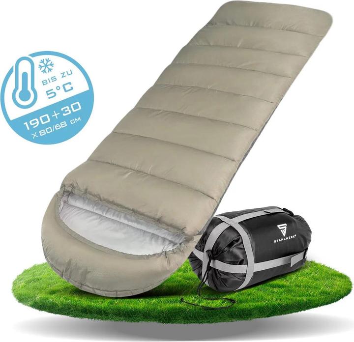 Produktbild Stahlwerk Schlafsack SB-600 ST - Outdoorschlafsack bis 5°C, Füllung 330g/m2 (220 cm)