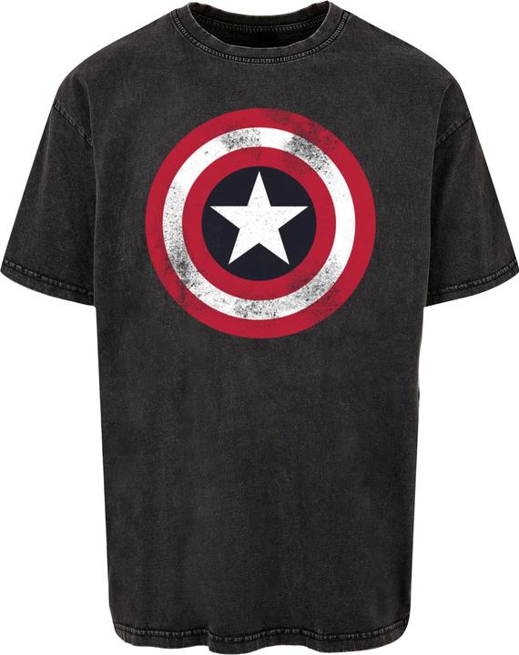 Actual product image Absolute Cult Avengers - Captain America Distressed Shield Acid Washed Oversize Tee - 114967 (XS)
