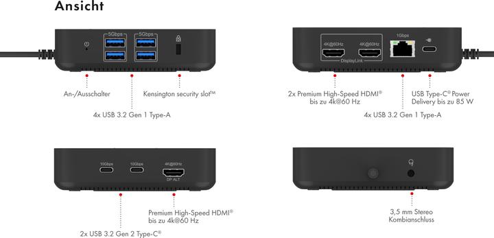 Produktbild Icy Box ICY BOX Vielseitige Multiport-Dockingstation, Dual 4K Display Dock, IB-DK4090-C (USB-C, 12 Ports)