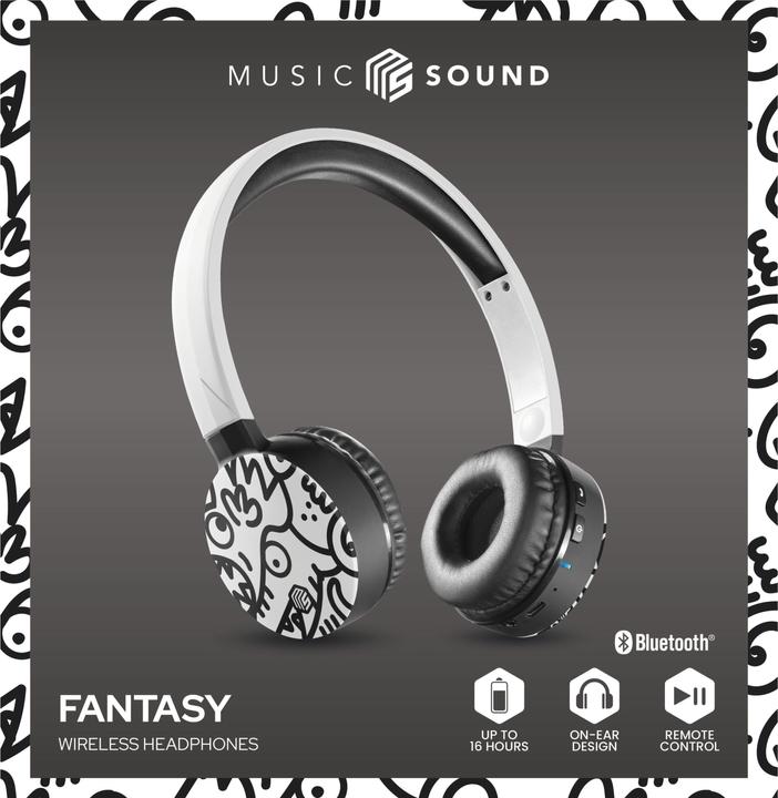 Produktbild Music Sound Music+Sound FANTASY Bluetooth-Kopfhörer weiss on-ear Softtouch max.20h Laufzeit 1 (keine Geräuschunterdrückung, 16 h, Kabellos)