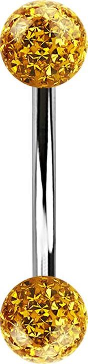 Star Piercing Banane silber mit zwei Kristall Kugeln topaz Epoxy Schutzschicht (Chirurgenstahl 316L)
