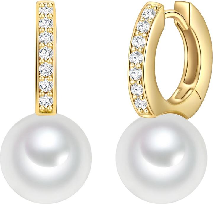Rafaela Donata Damen Sterling Silber Zirkonia Muschelkernperle gelbgold - 30470 (Sterling Silber)