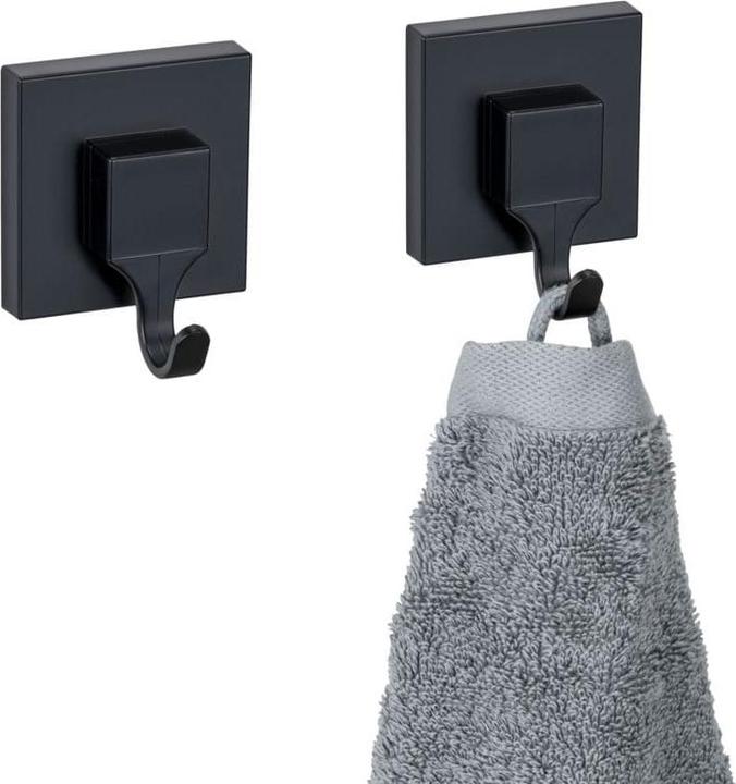Produktbild Wenko Vacuum-Loc® Wandhaken Mod. Quadro Schwarz, 2er Set Befestigen ohne Bohren