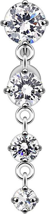 Star Piercing Banane silber mit Anhänger vier Kristallen silber (ohne Messing, Chirurgenstahl 316L)
