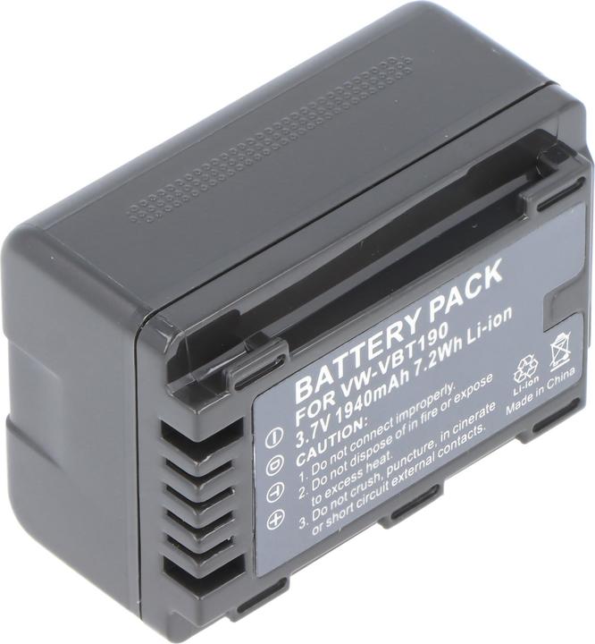 Actual product image Panasonic Akku VW-VBT190, decoded VW-VBT190E-K, VW-VBT190 (Camera battery)