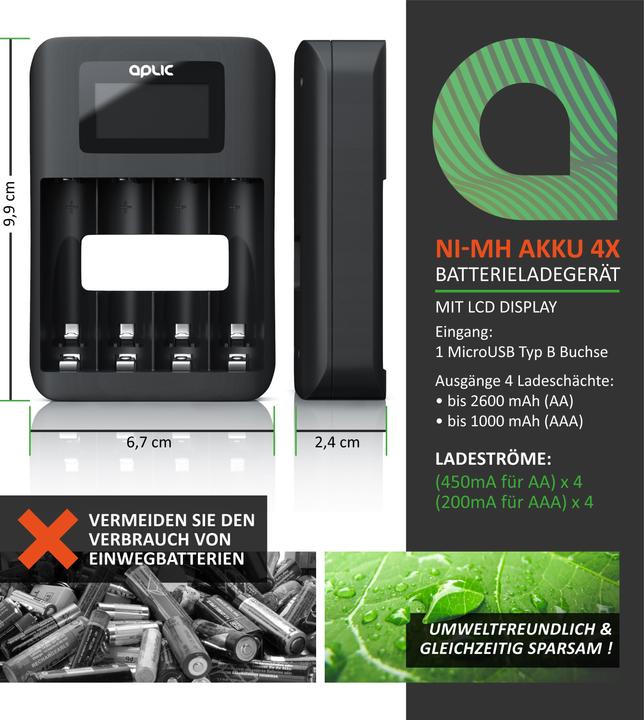 Image du produit Aplic Chargeur de batterie à 4 baies (Chargeurs sans batterie)