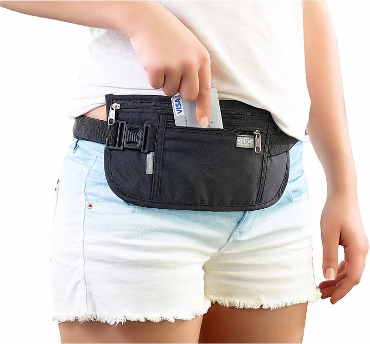 Produktbild Semptec 2-mal: Enganliegende Urlaubs- & Reise-Bauchtasche mit RFID-Blocker