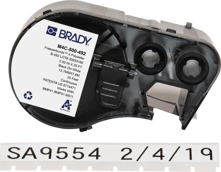 Produktbild Brady M4C-500-492, FreezerBondz II(TM), Polyester, Schwarz auf weiss, 12.70 mm x 7.62 m, permanent