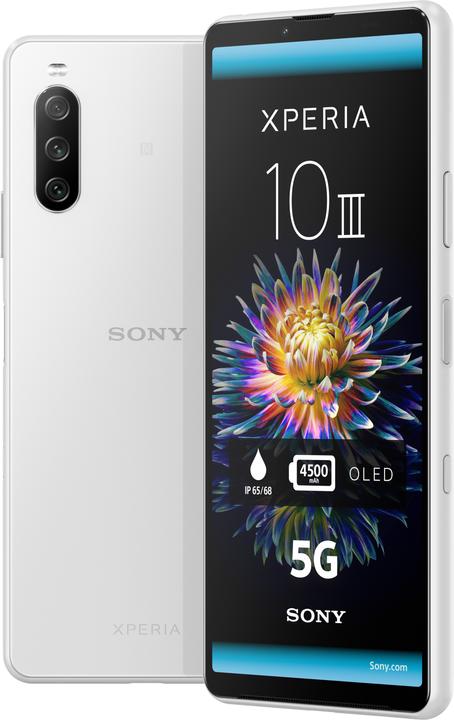 Sony Xperia 10 III (128 Go, Blanc, 6", Double SIM hybride, 12 Mpx, 5G)