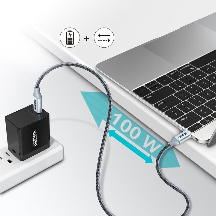Image du produit Choetech USB Type C - Câble USB Type C 5A 100 W Alimentation 480 Mbps 1.8 m gris (XCC-1002-GY) (1.80 m, USB 2.0, 100 W)