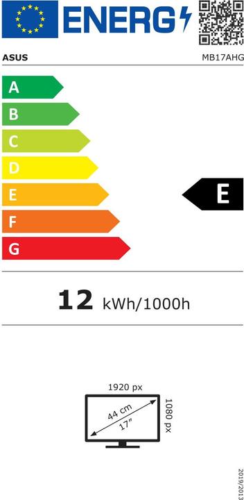 Label énergétique ASUS ZenScreen MB17AHG (1920 x 1080 pixels, 17.30")