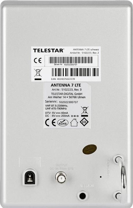 Produktbild Telestar Antenna 7 (Zimmerantenne, 35 dB, DAB/ DAB+, DVB-T / -T2, LTE)